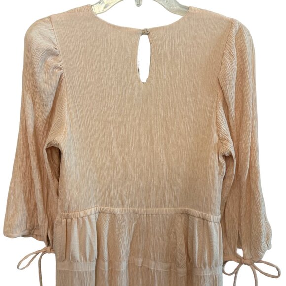 &Mercy Eilonwy Tiered Light Pink Midi Dress w/ 3/4 Puff Sleeves - Size Medium - Picture 10 of 10